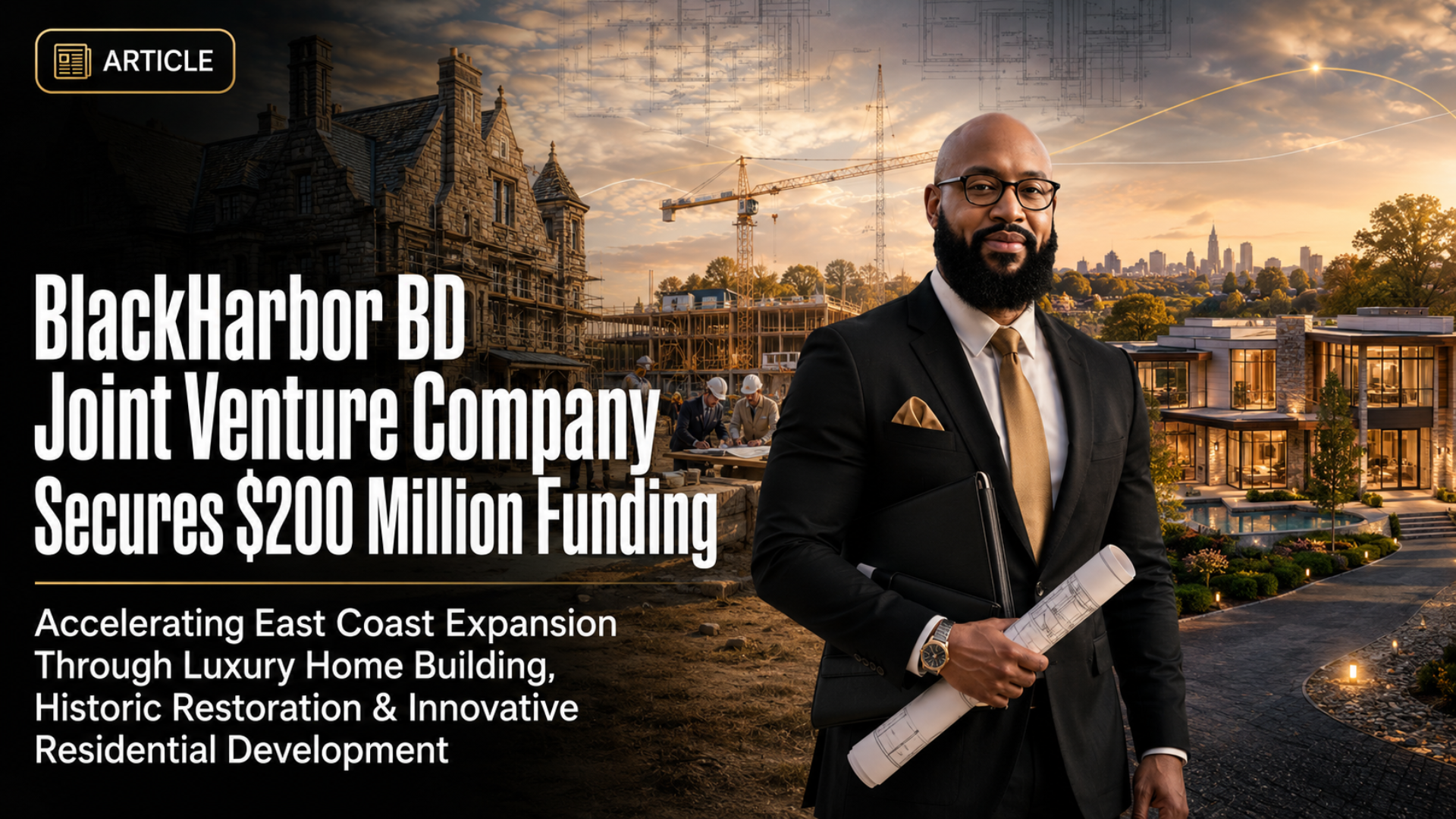BlackHarbor BD Joint Venture Company Secures $200 Million Funding for East Coast Expansion and Innovative Luxury Home Projects.